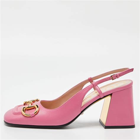 gucci pink horsebit slingback|gucci slingback shoes.